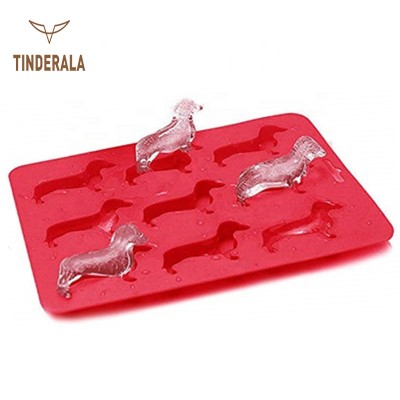 Tinderala BPA Free New color Dachshund Dog Shaped Silicone Ice Cube Tray Molds Flexible Chocolate Candy for Bar Party Dishwasher