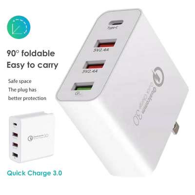 48W Multi Quick Charger PD Type C USB Charger for Samsung iPhone Huawei Tablet QC 3.0 Fast Wall Charger US EU UK AU Plug Adapter