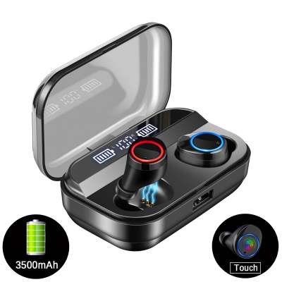 QCR TWS bezprzewodowe sluchawki Bluetooth 5.0 wyswietlacz mocy sterowanie dotykowe Sport Stereo douszne etui z funkcja ladowania