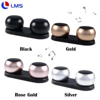 Promotion gift Portable Stereo TWS Wireless pair of Mini Speaker Aluminum Alloy Round Shape Super Bass Subwoofer dual speaker